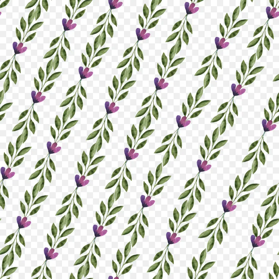 Feuilles Vertes Et Fleurs Violettes，Botanique PNG