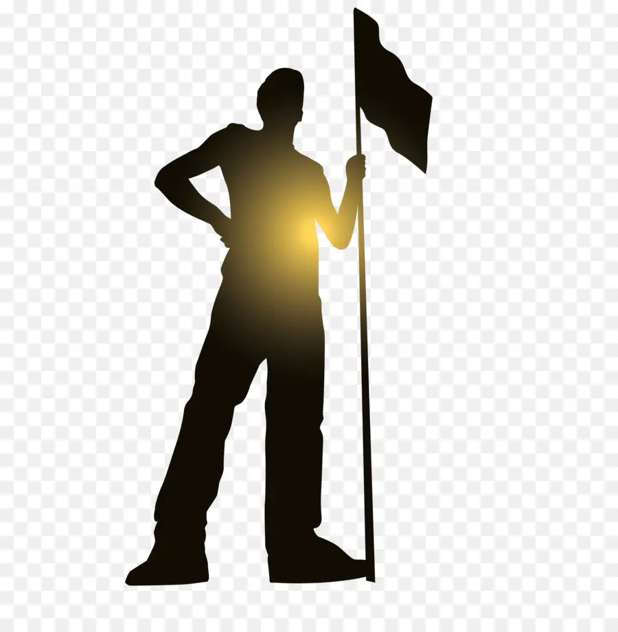 Silhouette Avec Drapeau，Personne PNG