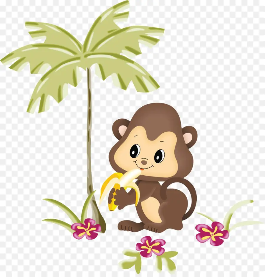 Singe，Banane PNG