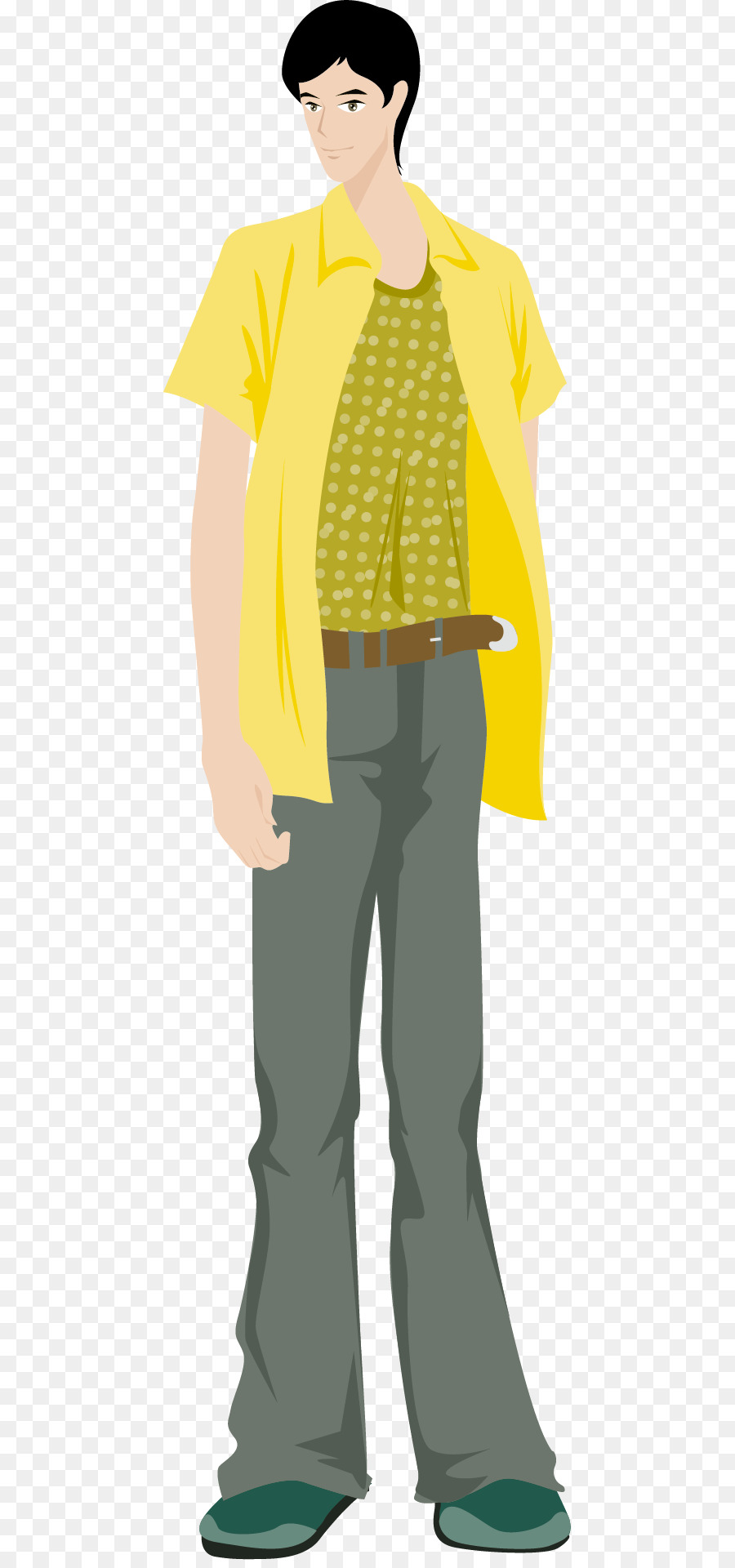 Homme En Chemise Jaune，Occasionnel PNG