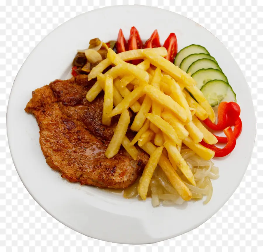 Assiette De Nourriture，Frites PNG