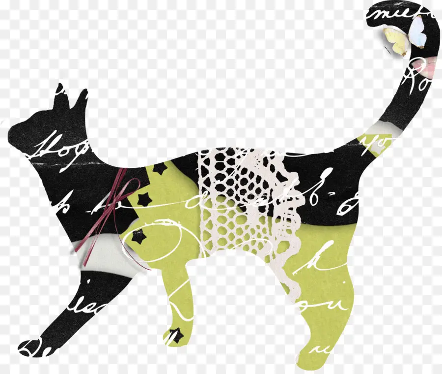 Silhouette De Chat Décorative，Silhouette PNG