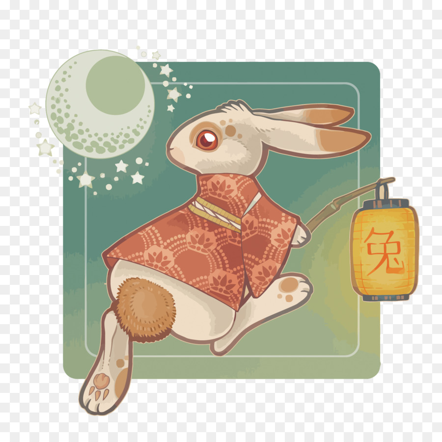 Lapin Avec Lanterne，Lune PNG