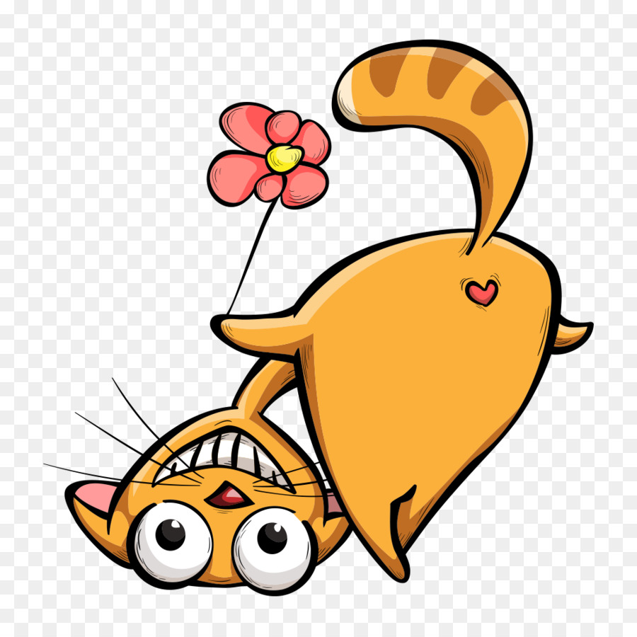 Chat Orange，Fleur PNG