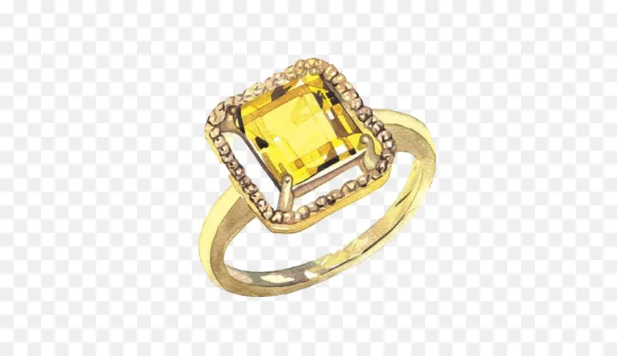 Bague Gemme Jaune，Or PNG