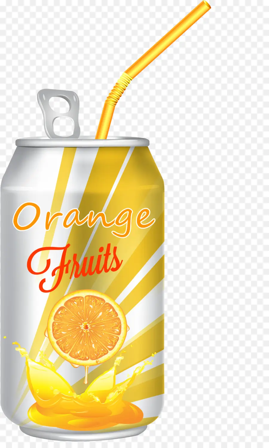 Canette De Jus D'orange，Paille PNG