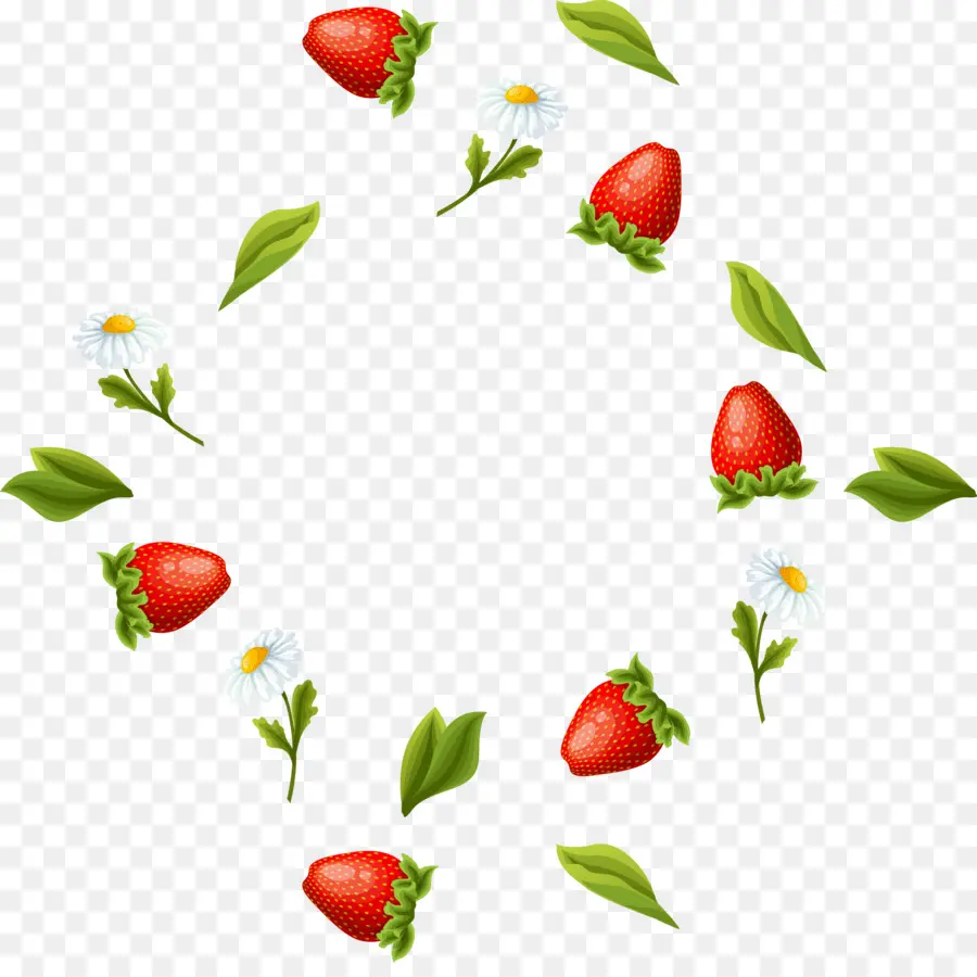 Fraises Et Fleurs，Feuilles PNG