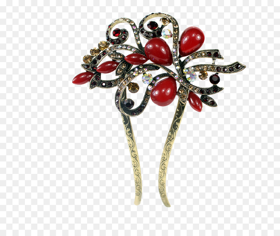 Épingle à Cheveux Rouge Et Or，Bijoux PNG