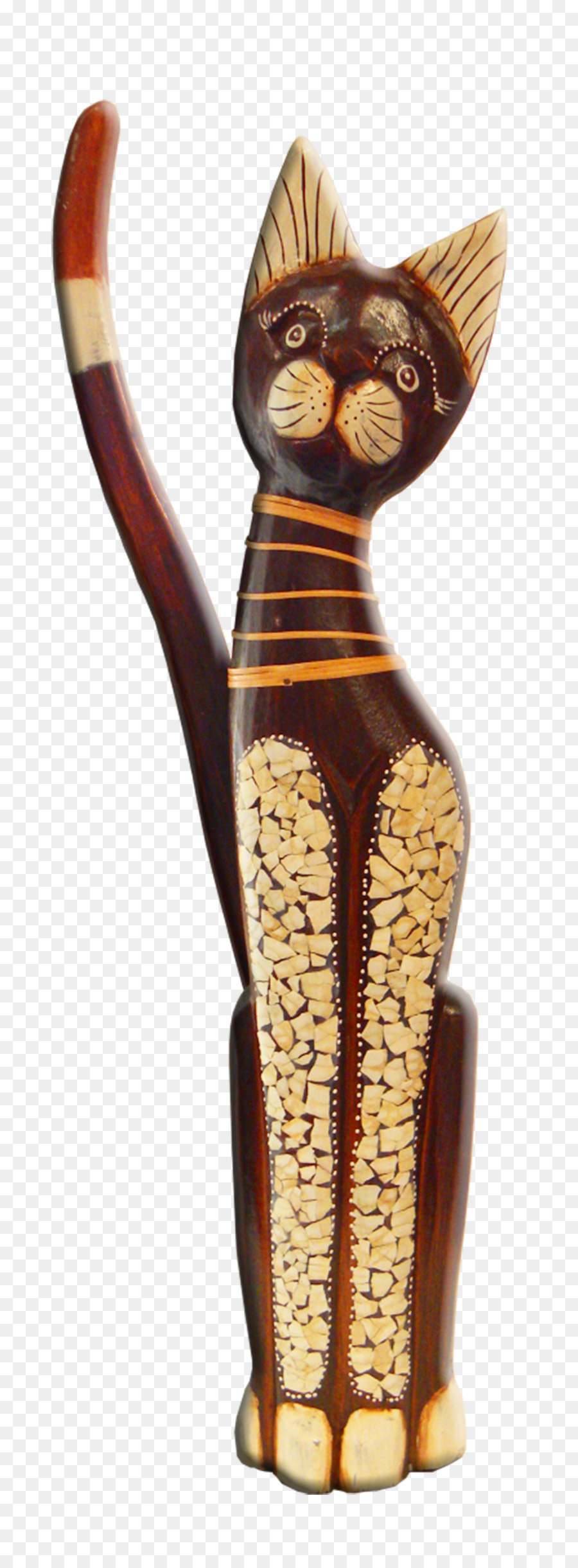 Statue De Chat En Bois，Sculpture PNG