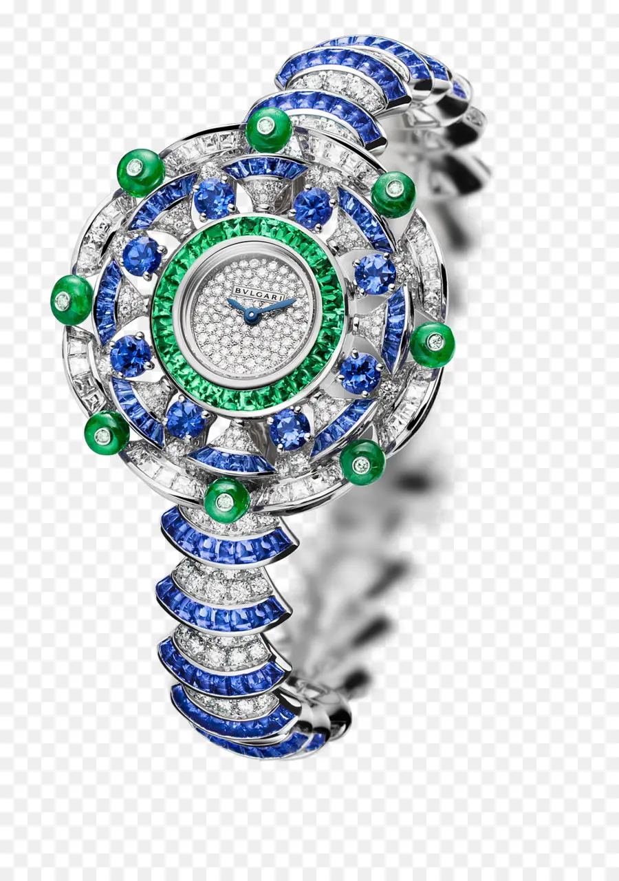 Montre à Pierres Précieuses Bleues Et Vertes，Montre PNG