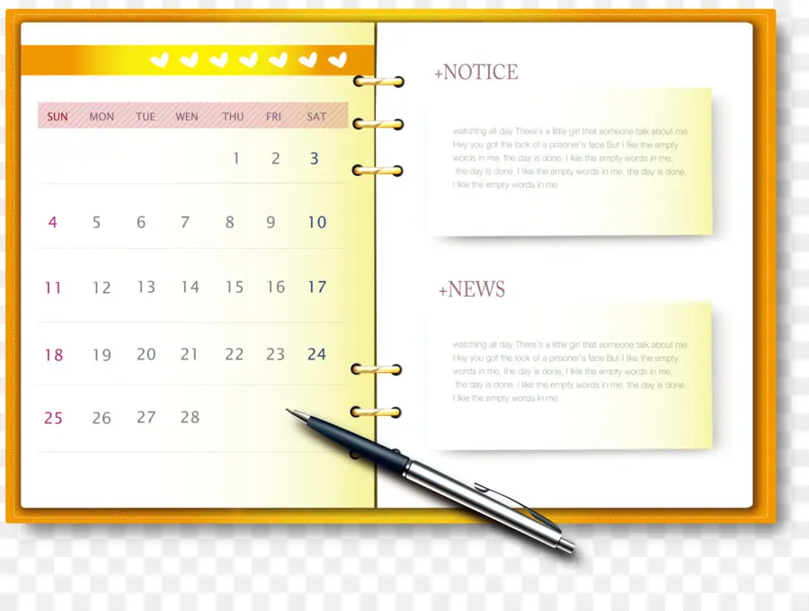 Ouvrir Le Calendrier，Stylo PNG