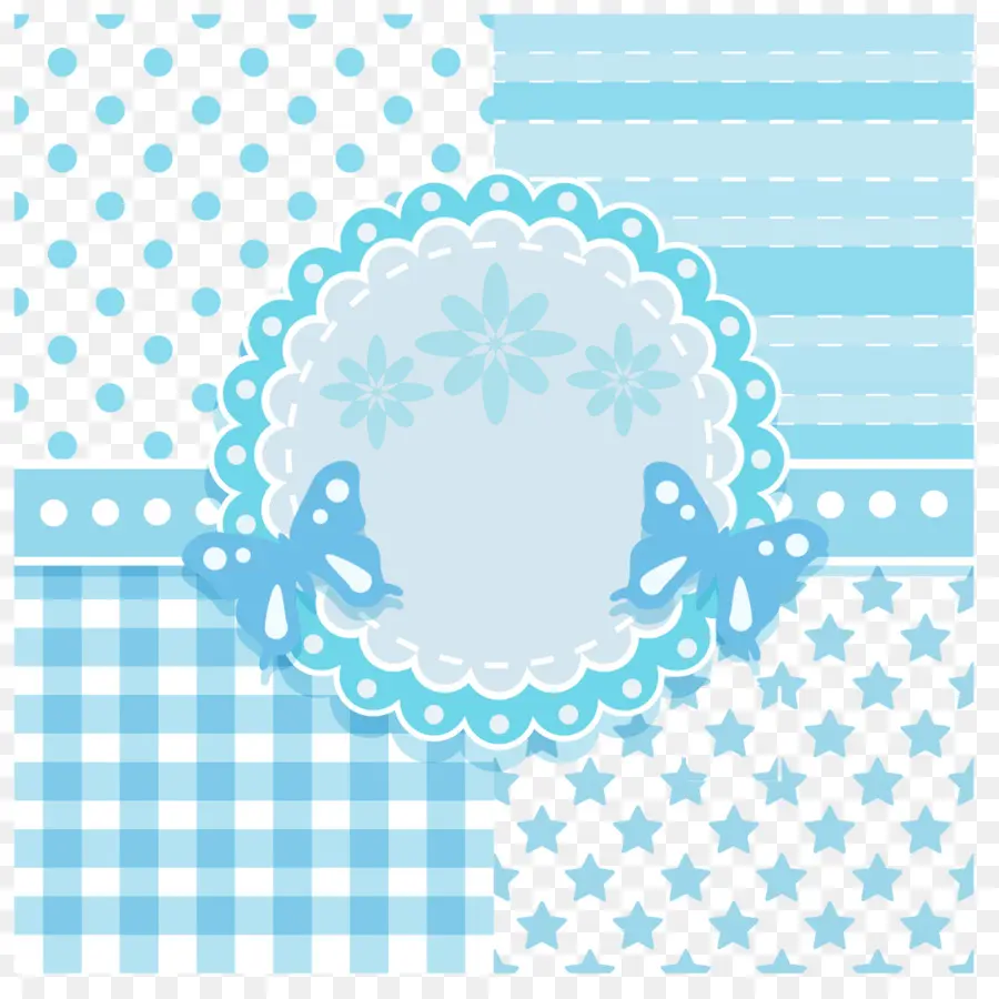 Motif Bleu Avec Des Papillons，Bleu PNG