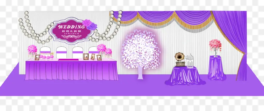 Décoration De Mariage，Thème Violet PNG