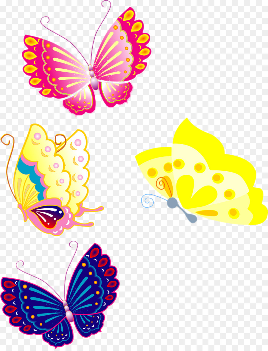 Papillons Colorés，Rose PNG