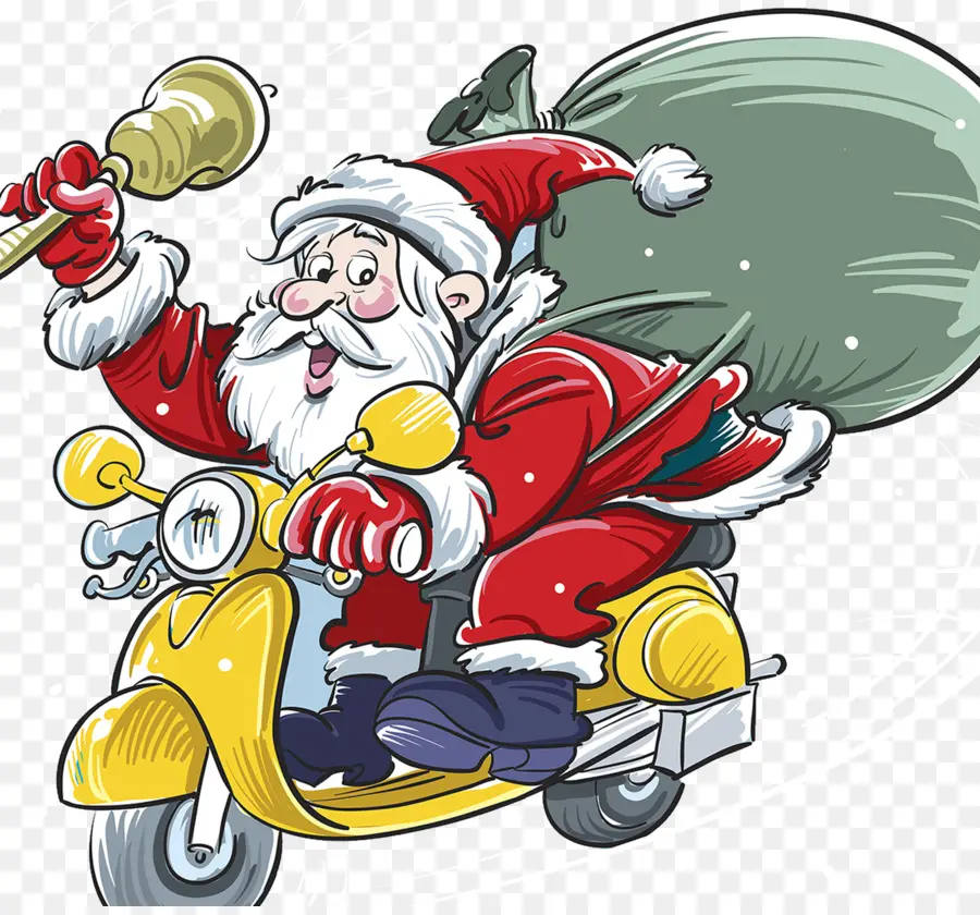 Père Noël En Scooter，Noël PNG