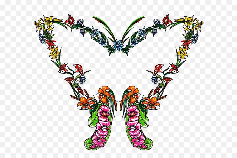 Papillon Floral，Fleurs PNG