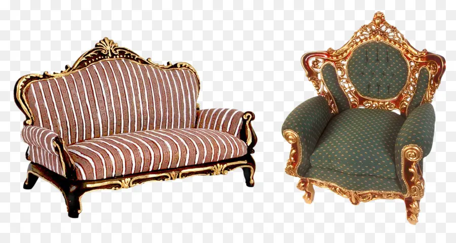 Canapé Et Chaise Vintage，Orné PNG