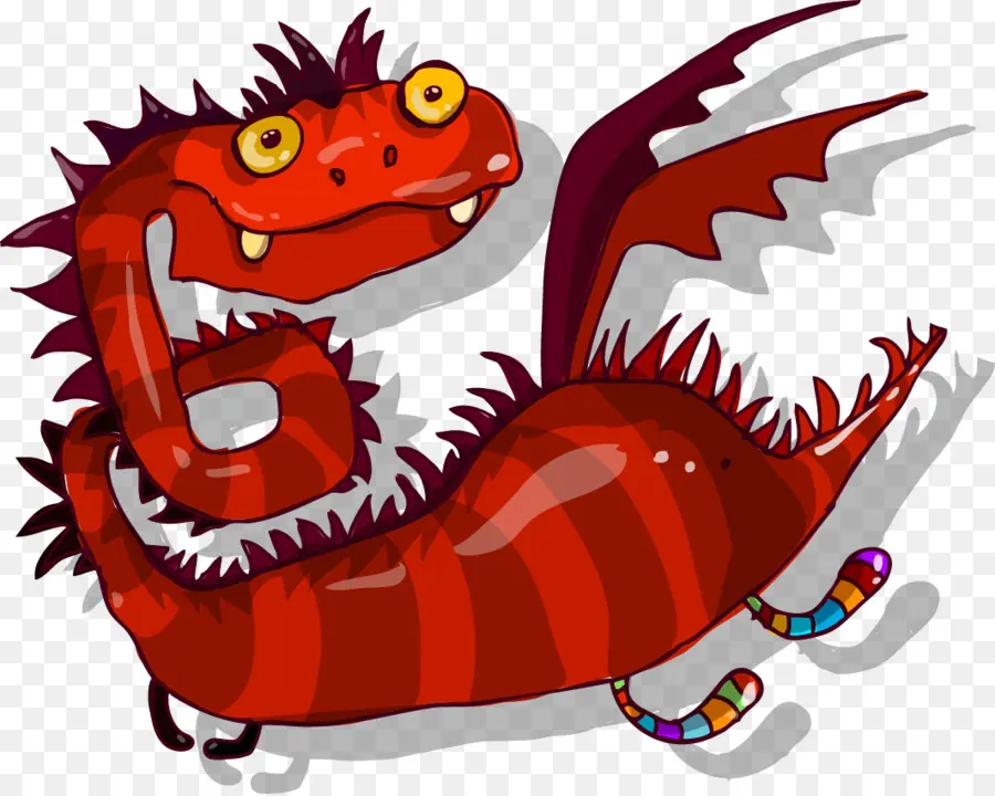 Dragon De Dessin Animé Rouge，Mignon PNG