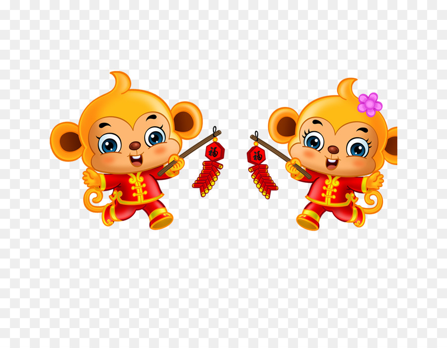 Singes Mignons，Dessin Animé PNG