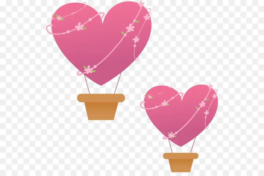 Montgolfières Coeur，Rose PNG