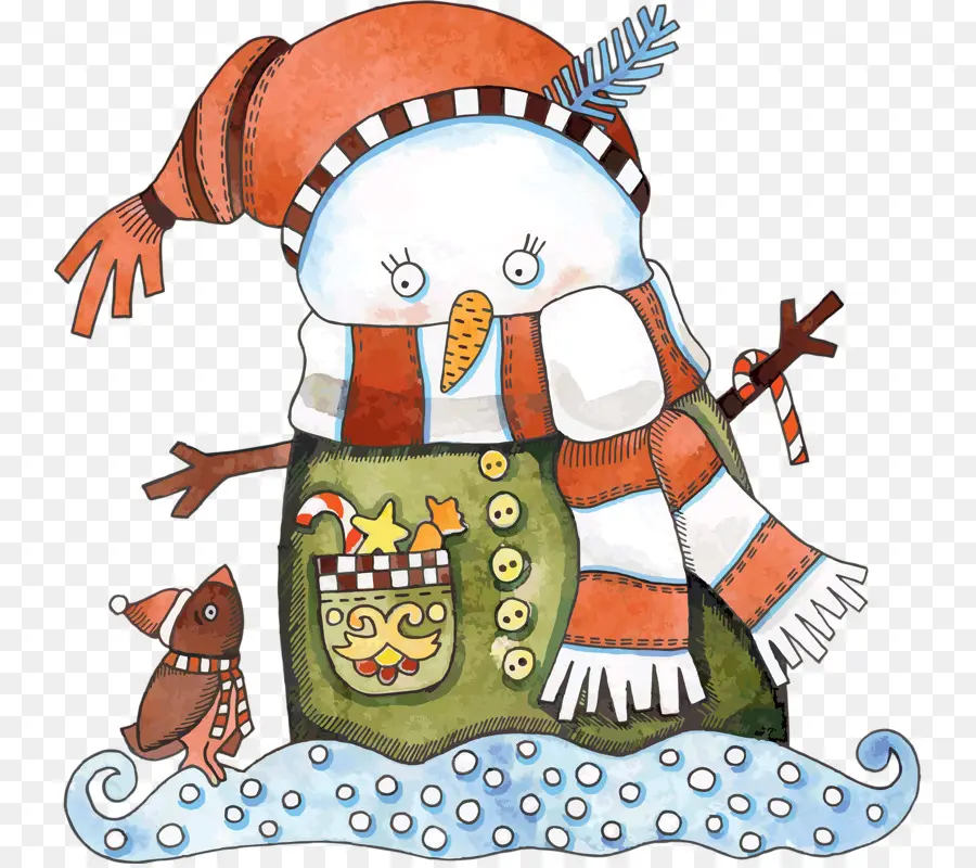 Bonhomme De Neige Avec Poche，Hiver PNG