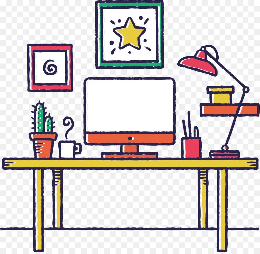 Illustration De Bureau，Ordinateur PNG