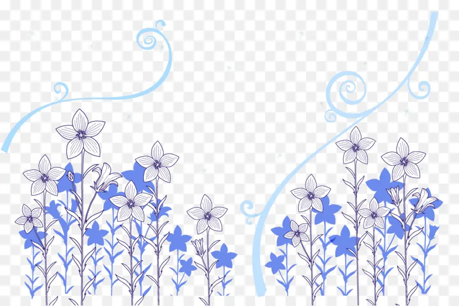 Illustration De Fleurs，Bleu PNG