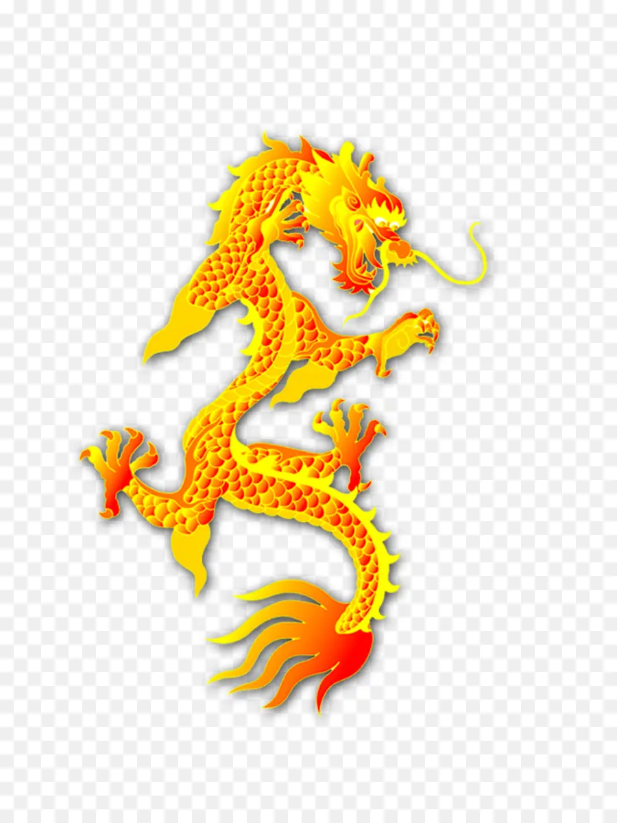 Dragon Rouge Et Jaune，Mythique PNG