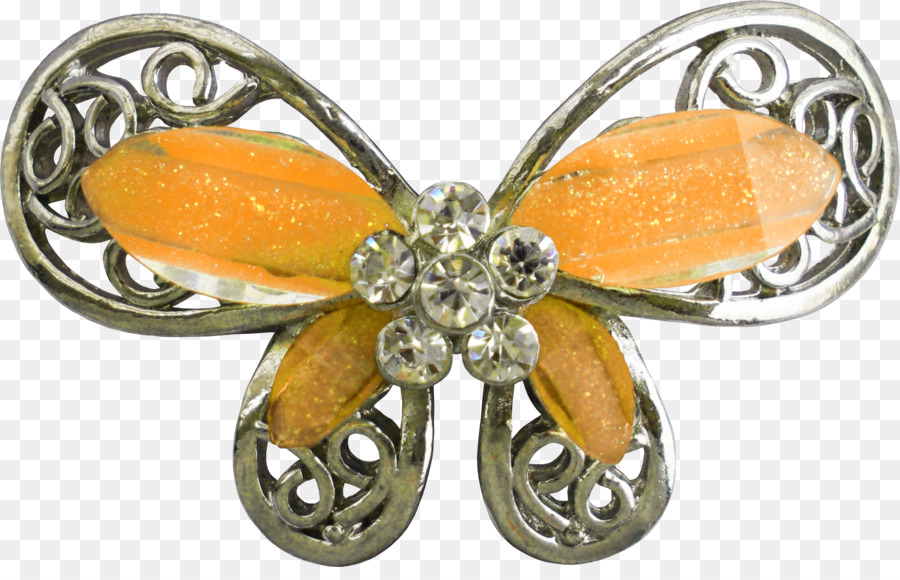 Broche Papillon，Orange PNG