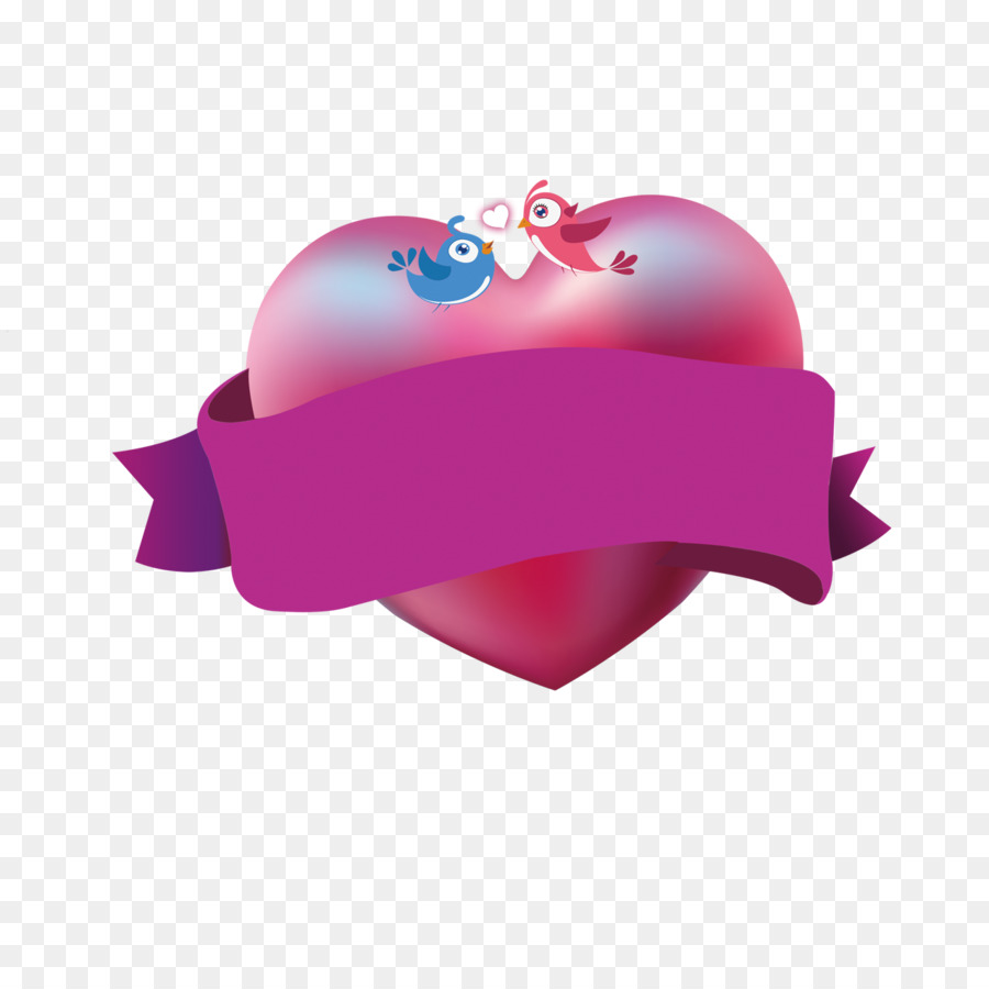 Coeur Avec Ruban，Rose PNG