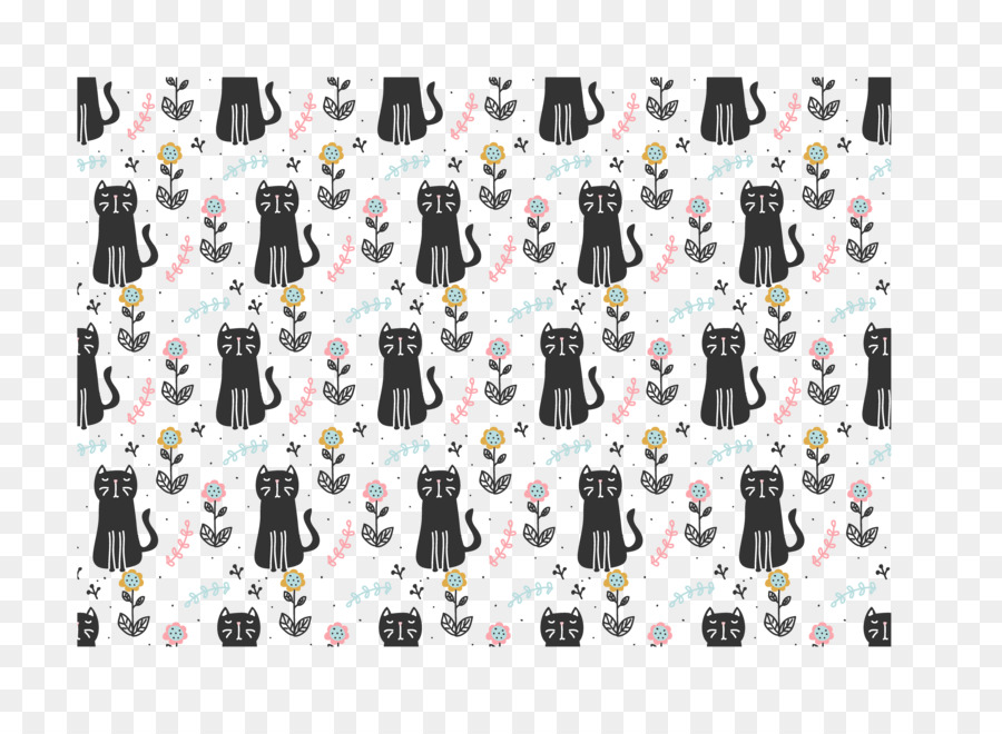 Chats Noirs，Fleurs PNG