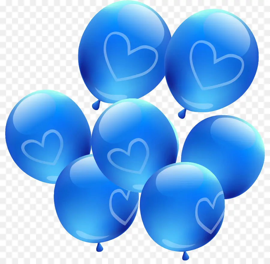 Ballons Bleus，Cœur PNG