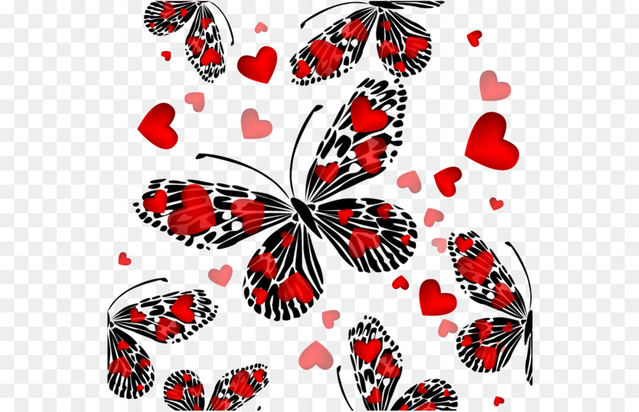 Papillons Et Coeurs，Insectes PNG