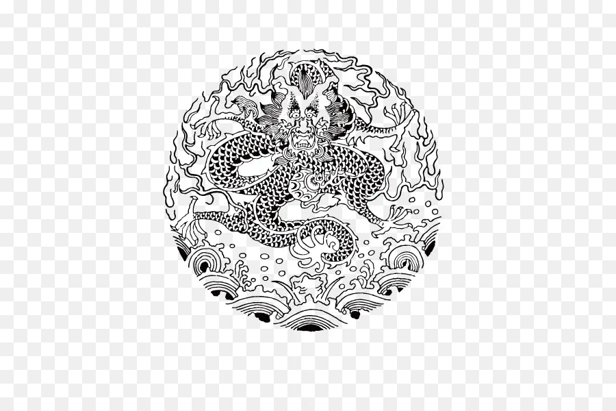 Dragon Noir Et Blanc，Mythique PNG