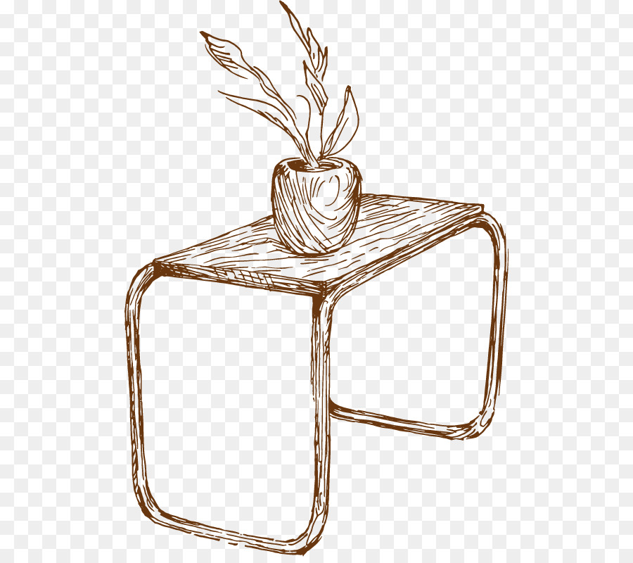 Table Avec Plante，Esquisser PNG