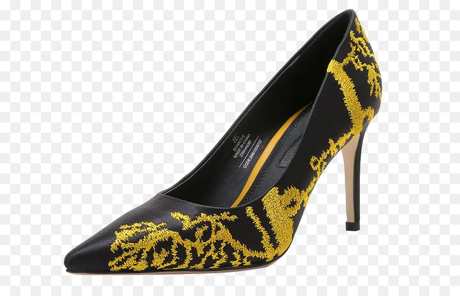 Chaussures à Talons Hauts Noires Et Jaunes，Mode PNG