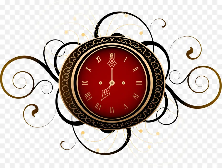 Horloge Vintage，Rouge PNG