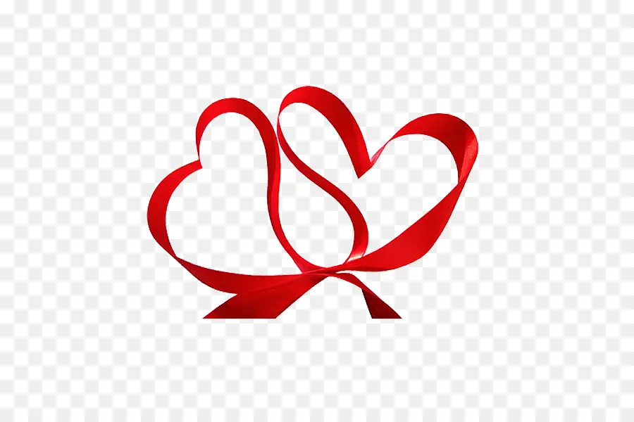 Ruban Double Coeur，Rouge PNG