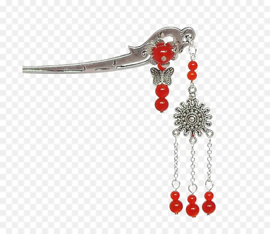 Épingle à Cheveux，Perles Rouges PNG