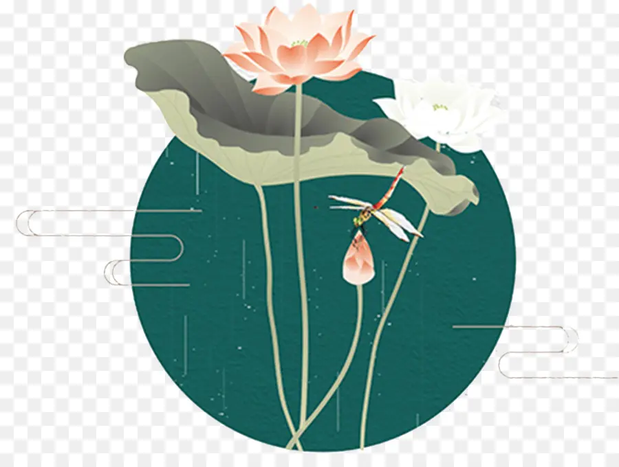 Fleurs De Lotus，Libellule PNG