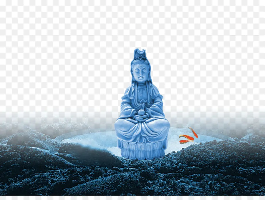 Statue De Bouddha Bleu，Bouddhisme PNG