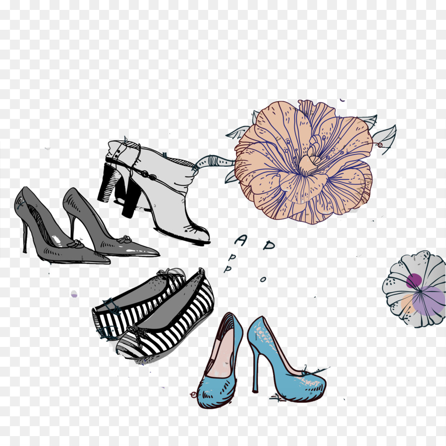 Chaussures Et Fleurs，Talons PNG