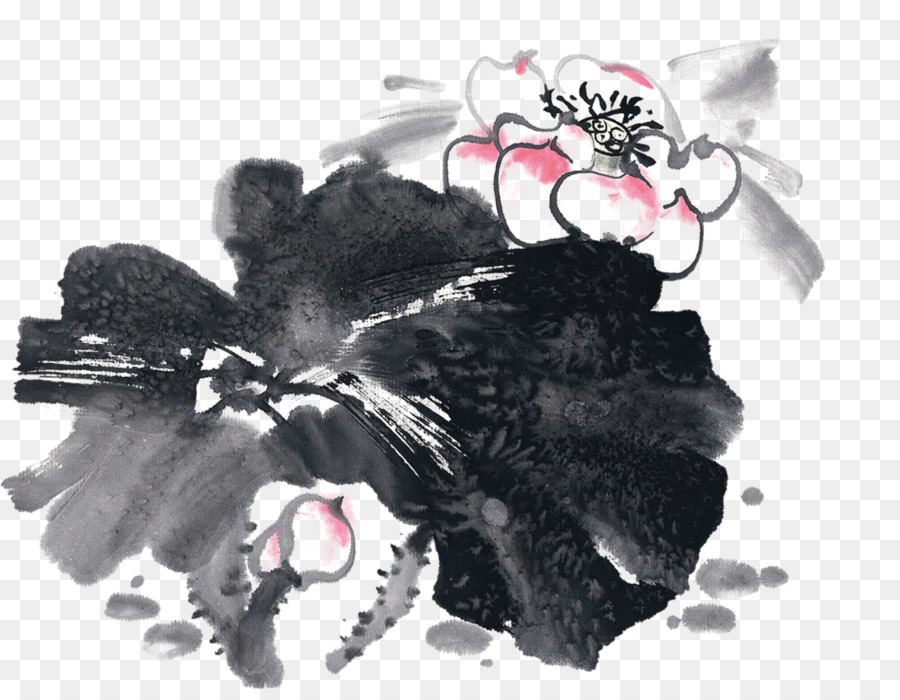 Peinture à L'encre，Fleur PNG