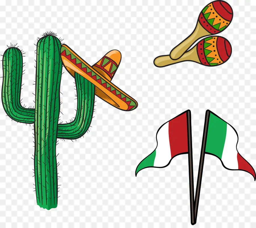 Cactus Avec Sombrero，Maracas PNG