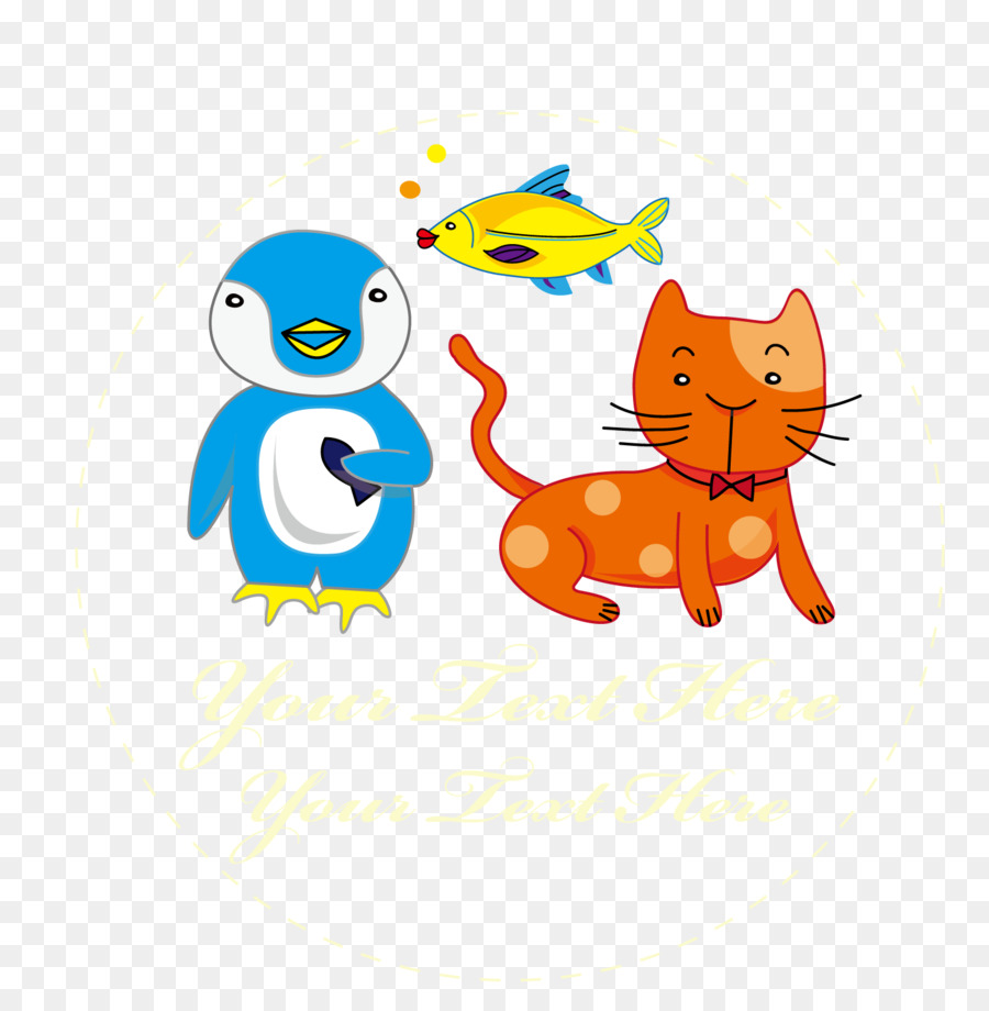 Pingouin Et Chat，Poisson PNG