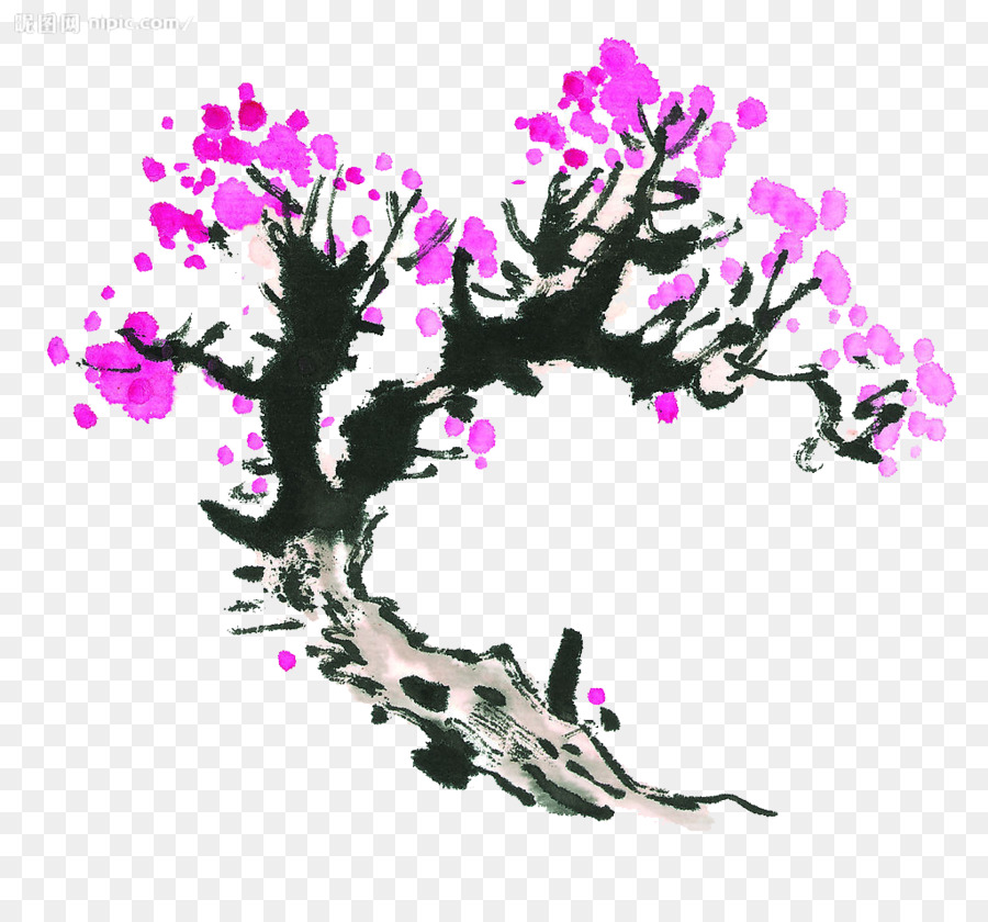 Arbre En Fleurs，Fleurs Roses PNG