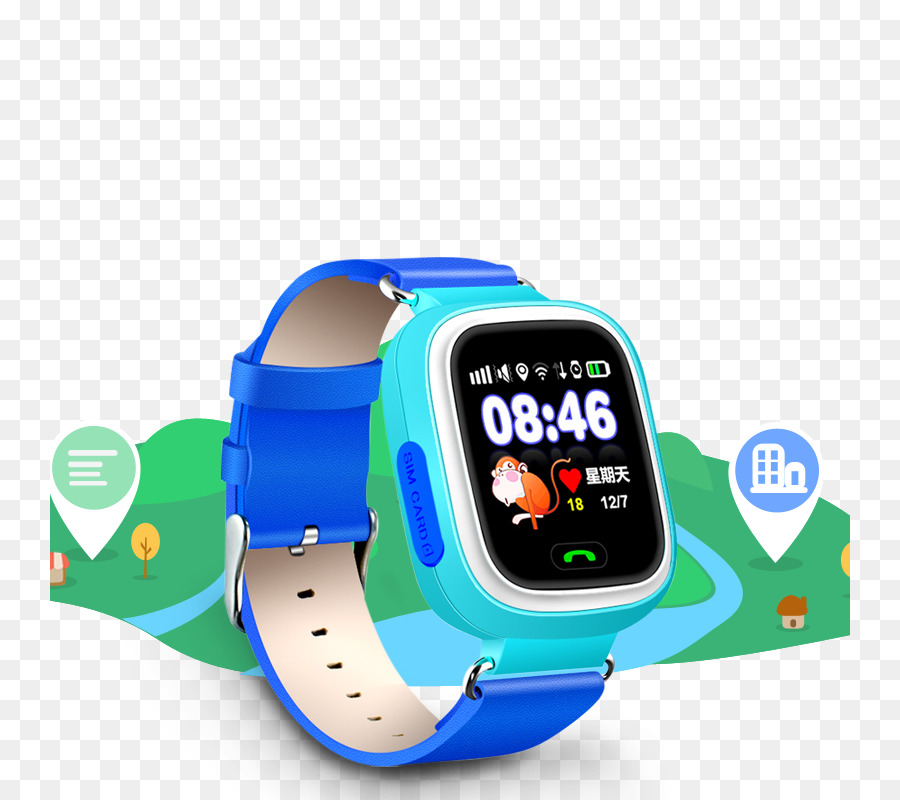 Montre Intelligente，Bleu PNG