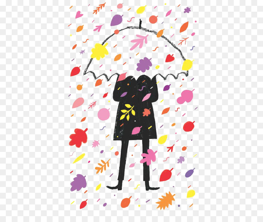 Personne Avec Parapluie，Feuilles PNG