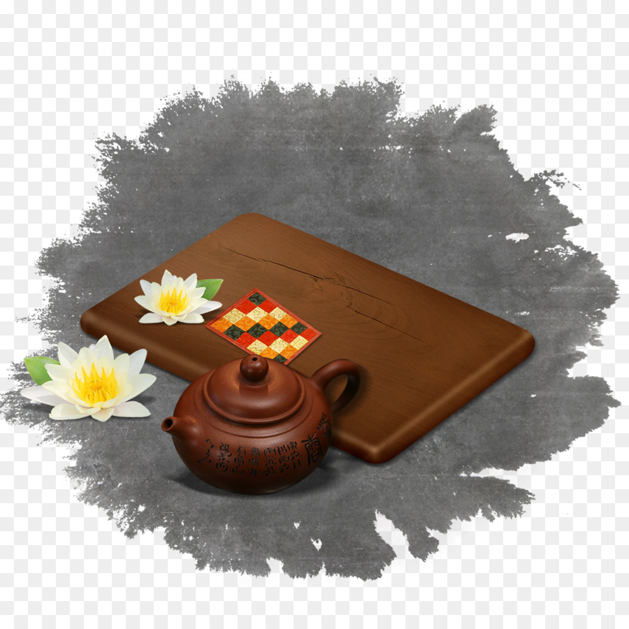 Théière Et Planche，Fleurs PNG