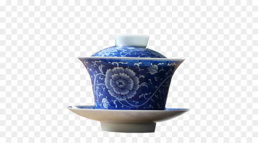 Tasse En Porcelaine，Bleu Fleuri PNG